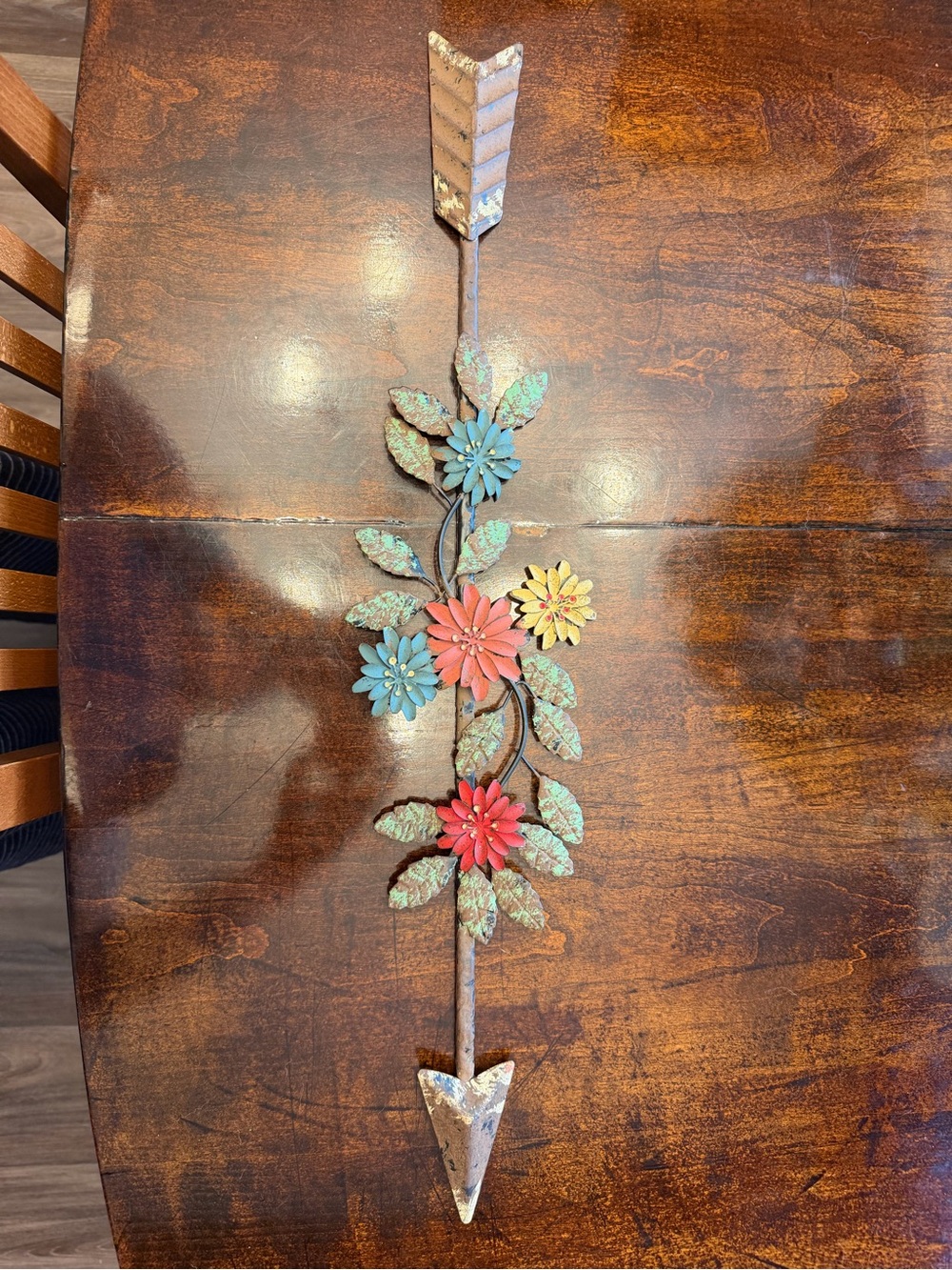 Rustic Floral Arrow Wall Decor - Multicolor